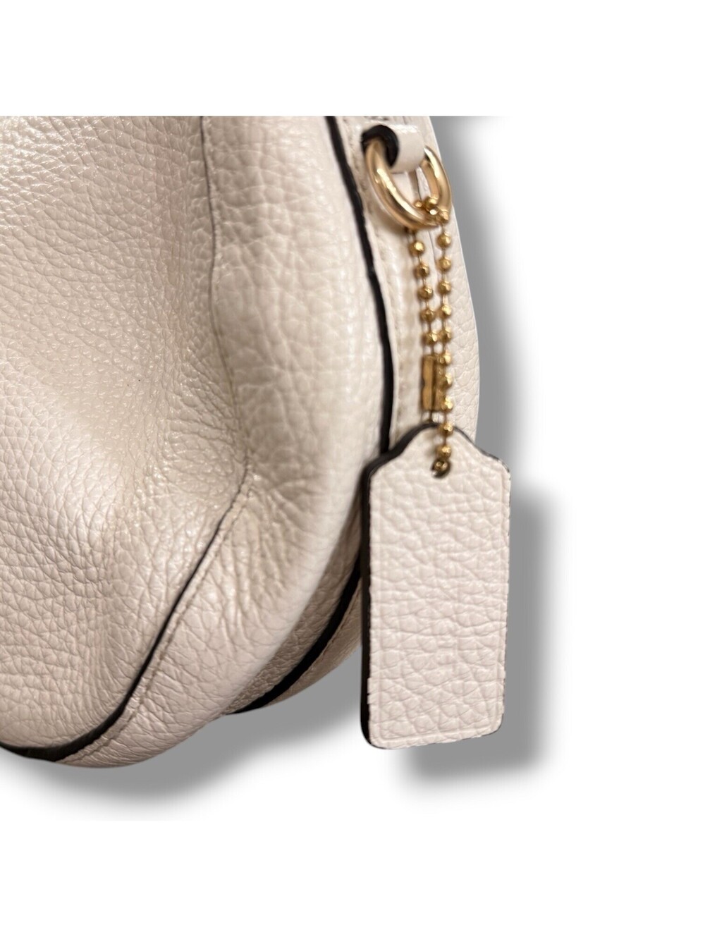 Coach Kleo Hobo C6807 Ivory Pebbled Leather Shoulder Bag Gold Hardware Hangtag - Picture 3 of 12